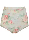 Simone Rocha Floral-print Stretch-knit Briefs In Blue