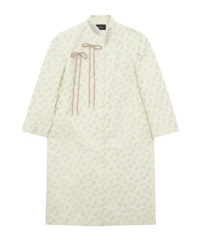 Simone Rocha Floral Print Trench Coat In White