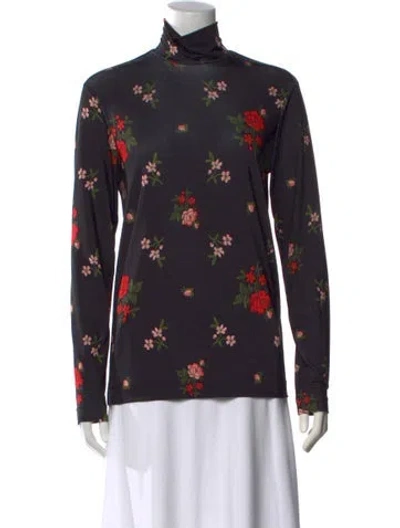 Pre-owned Simone Rocha Floral Print Turtleneck Top In Purple