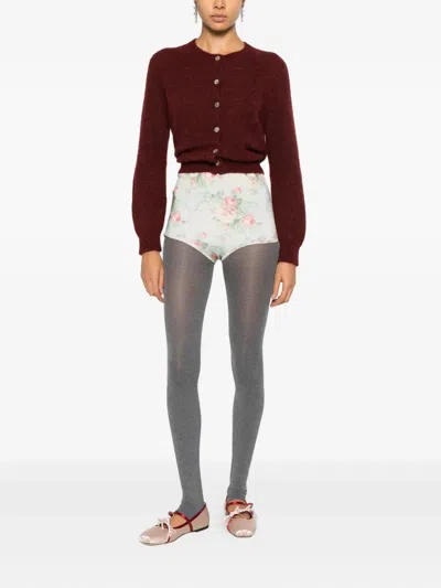Simone Rocha Floral-printed Shorts In Burgundy