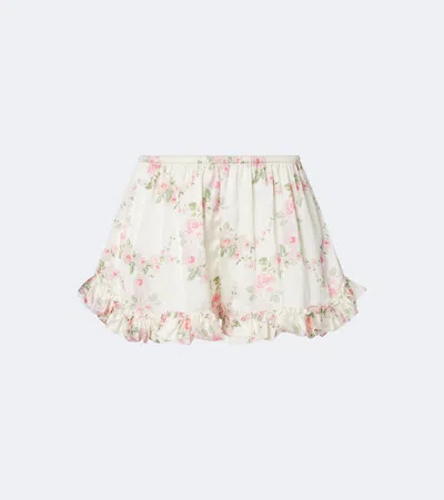 Simone Rocha Floral Ruffled Shorts In Sand