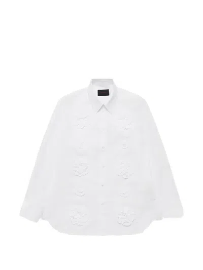 Simone Rocha Floral-appliqué Ruffled Shirt In White