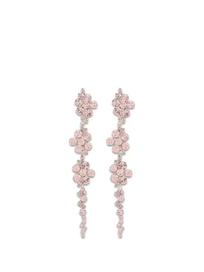 Simone Rocha Floral Crystal-embellished Drop Earrings In Pink