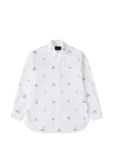 Simone Rocha Floral-embroidered Cotton Shirt In White