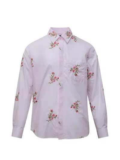 Simone Rocha Floral-embroidered Shirt In Pink