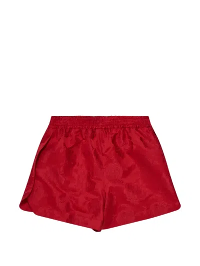 Simone Rocha Floral-jacquard Elasticated-waist Shorts In Red