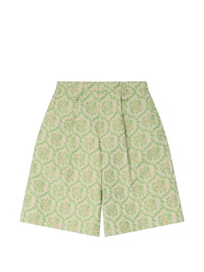 Simone Rocha Floral-jacquard Tailored Trousers In Green