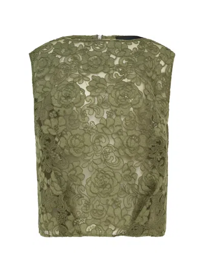 Simone Rocha Floral-lace Sleeveless Top In Green