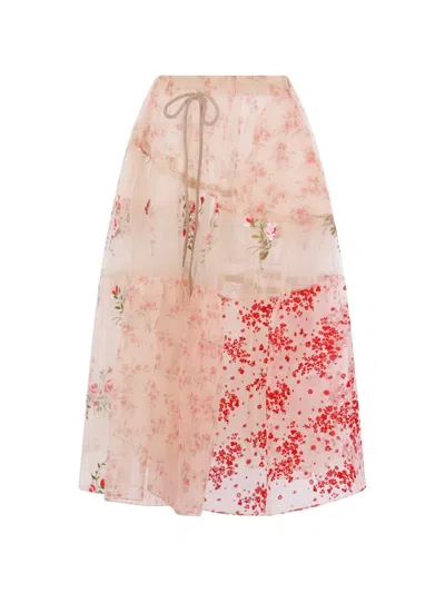 Simone Rocha Floral-patchwork Embroidered Skirts In Multi