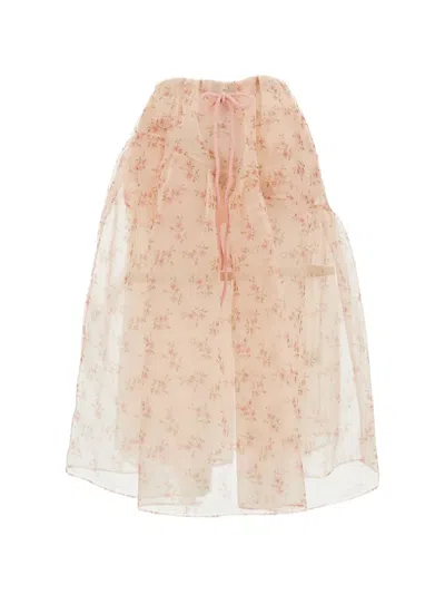 Simone Rocha Floral-patterned Midi Skirt In Neutral