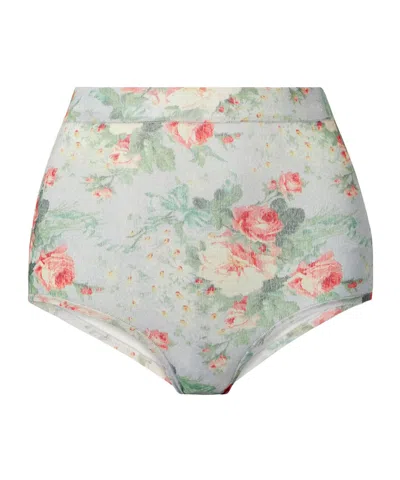 Simone Rocha Floral-print Stretch-knit Shorts In Gray