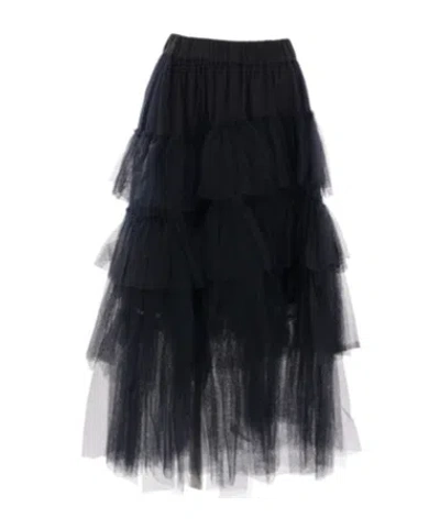 Simone Rocha Flounced Asymmetric Skirt In Black