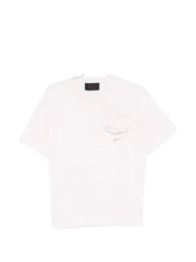 Simone Rocha Flower-appliqué T-shirt In Pink