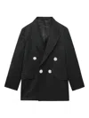 Simone Rocha Flower-embellished Double-breasted Blazer In Black