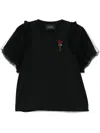 Simone Rocha Embellished Tulle And Jersey Top In 黑色