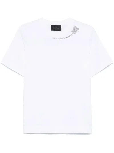 SIMONE ROCHA FLOWER-EMBELLISHED T-SHIRT