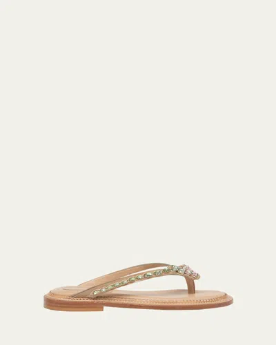 SIMONE ROCHA FLOWER EMBELLISHED THONG FLAT SANDALS
