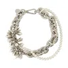 Simone Rocha Encased Pearl Flower Cluster Chain Necklace Accessories In Silver
