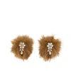Simone Rocha Flower Pompom Earrings -  - Fake Fur - Brown In Brown
