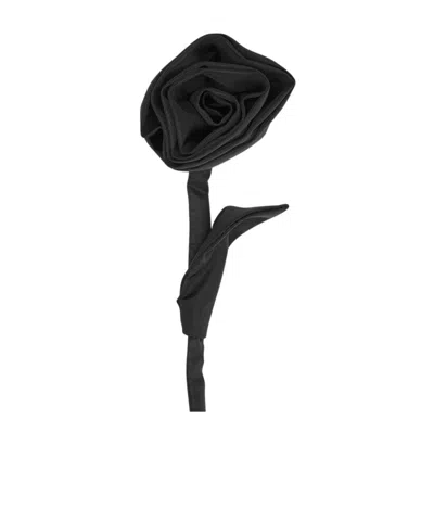 Simone Rocha Flower Rose Brooch In Black