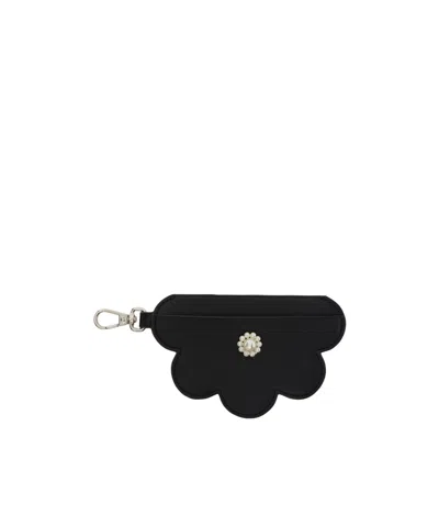 Simone Rocha Flower Shaped Card Bag In Black