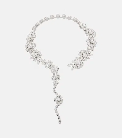 Simone Rocha Fragment Heartbloom Embellished Necklace In Silver