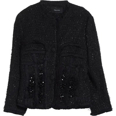 Simone Rocha Frayed Sculpted Bust Jacket In Black