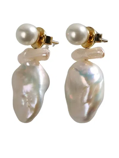 Simone Rocha Freshwater Pearl Earrings In Gold