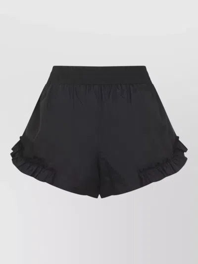 Simone Rocha Frill Nylon Track Shorts Asymmetric Hem In Black