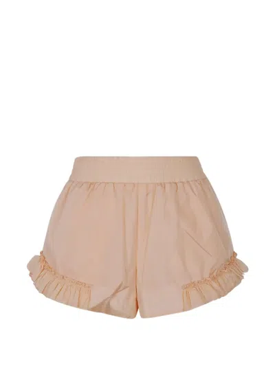 Simone Rocha Frill Track Shorts In Brown