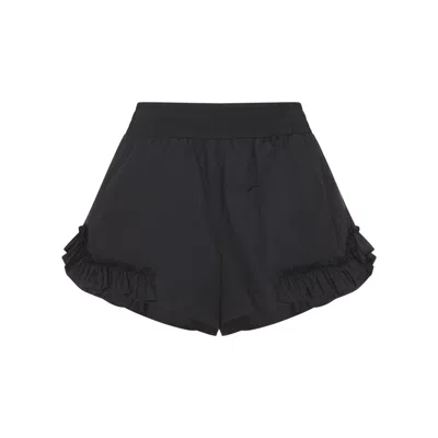 Simone Rocha Frill Nylon Track Shorts Asymmetric Hem In Black