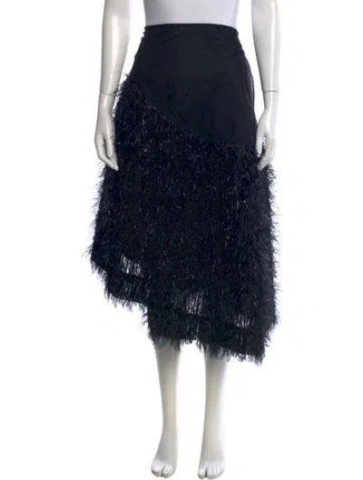 Pre-owned Simone Rocha Fringe Trim Accent Midi Length Skirt W/ Tags In Black