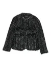 Simone Rocha Fringed Tweed Jacket In Black