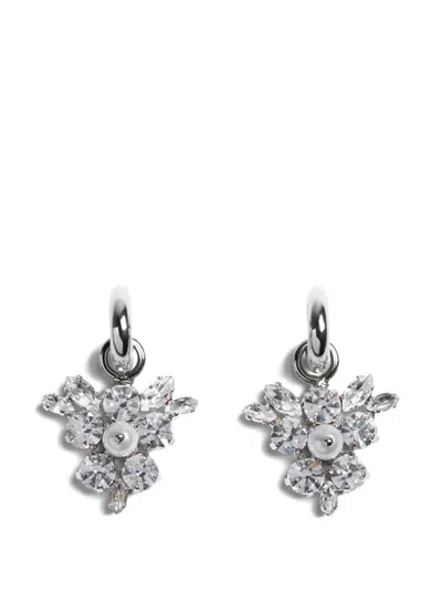 Simone Rocha Frond Crystal-embellished Hoop Earrings In Metallic