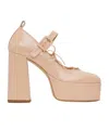 Simone Rocha Heart Toe Platform Laceup Ballerina Heels In Nude