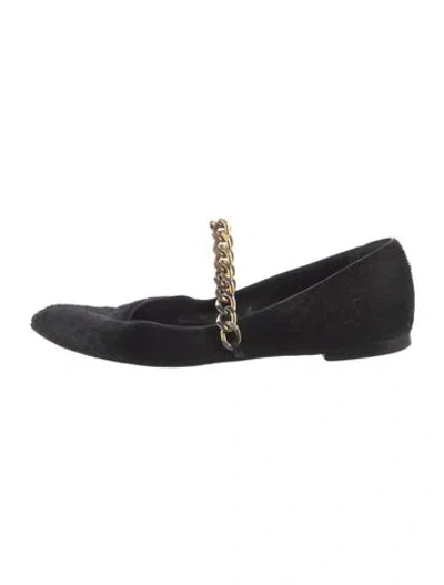 Pre-owned Simone Rocha Fur Mary Jane Flats In Black