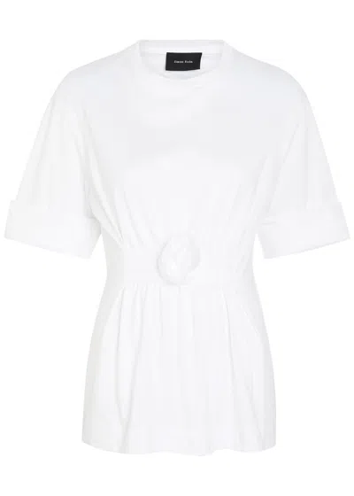 Simone Rocha Gathered Floral-appliquéd Cotton T-shirt In White
