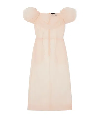 Simone Rocha Gathered Layered Tulle Midi Dress In Neutral