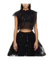 Simone Rocha Gathered-neckline Tulle Blouse In Black