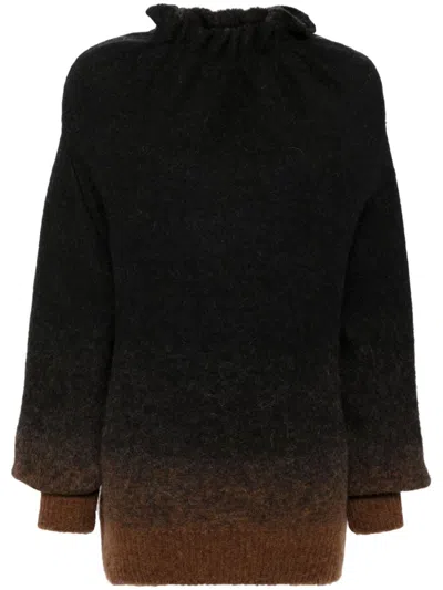 Simone Rocha Gathered Pleated Neck Jumper In Black