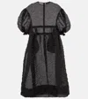 Simone Rocha Black Elasticated Gathered Sleeve Tulip Midi Dress In Black