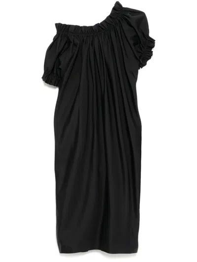 Simone Rocha Gathered Ruffle Dress In Black