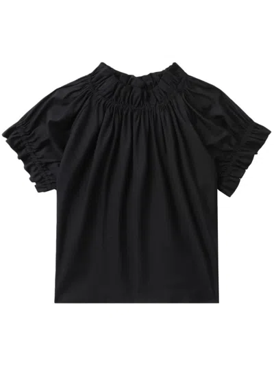 Simone Rocha Gathered Ruffle Top In 黑色