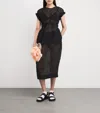 Simone Rocha Black Elasticated Gathered Sleeve Tulip Midi Dress In Black