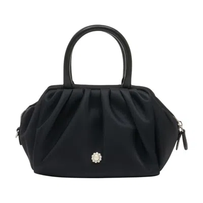 Simone Rocha Gathered Synthetic Top Handle Bag In Black