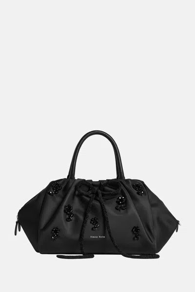 Simone Rocha Gathered Top Handle Bag With Emb In Black
