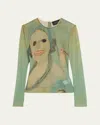 Simone Rocha Genieve Figgis Print Fitted Ballet Mesh Top