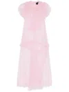 Simone Rocha Ruffled Sheer Tulle Midi Dress In Rosa