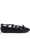 Simone Rocha Black Ghillie Grip Ballerina Flats In Black