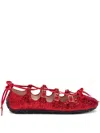 Simone Rocha Ghillie Ballerina Shoes In Red